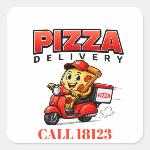 Adesivo Quadrado 🍕 Uniforme da Equipe de Entrega da Pizzaria 🍕