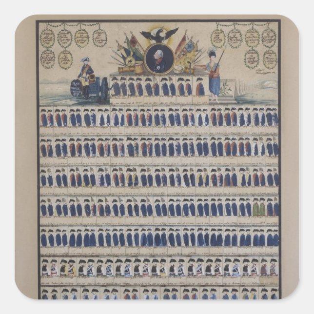 Adesivo Quadrado Uniformes prussianos desde o momento de Frederick (Frente)