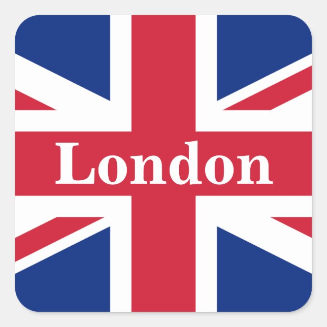 Adesivo Quadrado Union Jack London ~ British Flag Round Sti (Frente)