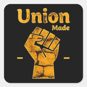 Adesivo Quadrado Union Made Worker Fist Labor Day Design