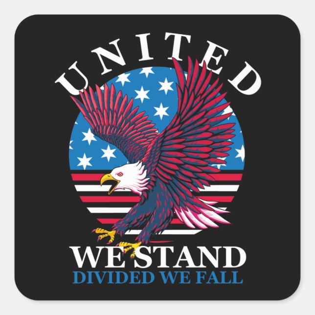 Adesivo Quadrado United We Stand - Eagle e American Flag (Frente)