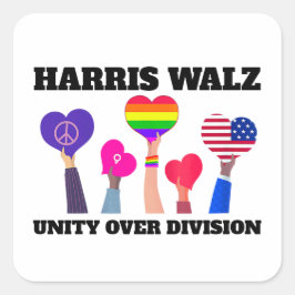 Adesivo Quadrado Unity Over Division Kamala Harris Tim Walz