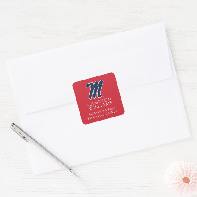 Adesivo Quadrado Universidade do Mississippi | Script M (Envelope)