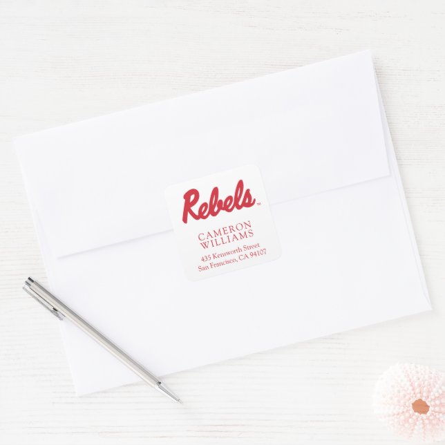 Adesivo Quadrado Universidade do Mississippi | Script Rebels (Envelope)