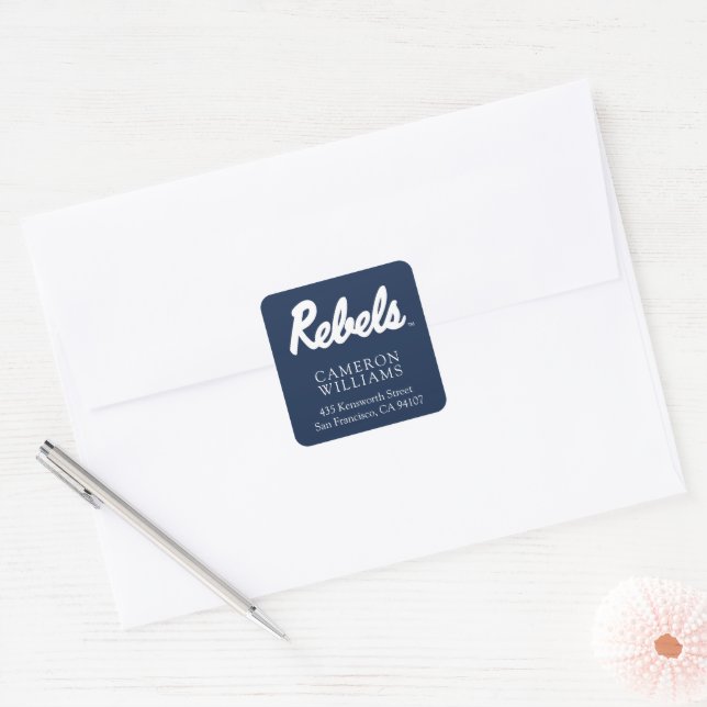 Adesivo Quadrado Universidade do Mississippi | Script Rebels (Envelope)