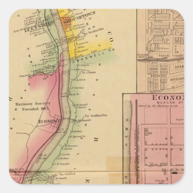 Adesivo Quadrado Upper Ohio River e Valley 10 (Frente)