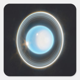 Adesivo Quadrado Urano Planeta com Imagem JWST de Anéis