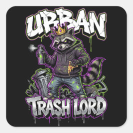 Adesivo Quadrado Urban Graffiti Raccoon Trash Lord Wall Art