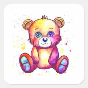 Adesivo Quadrado Ursinho Legal do Urso Justo Positivo