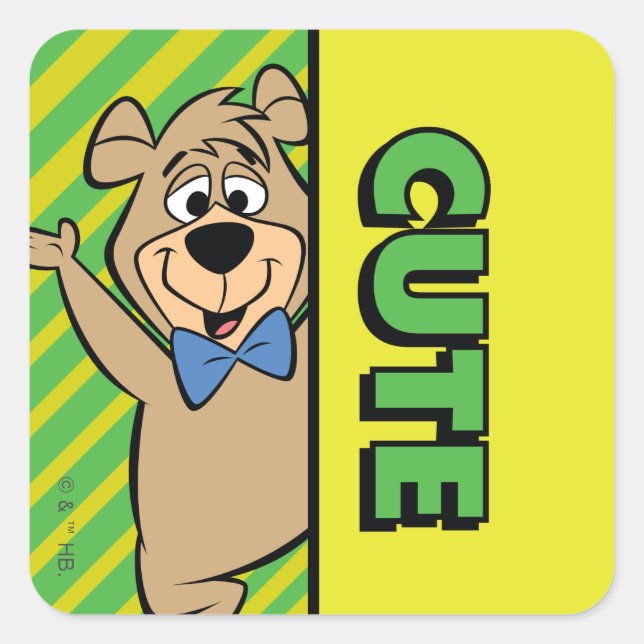 Adesivo Quadrado Urso Boo-Boo Bonito (Frente)