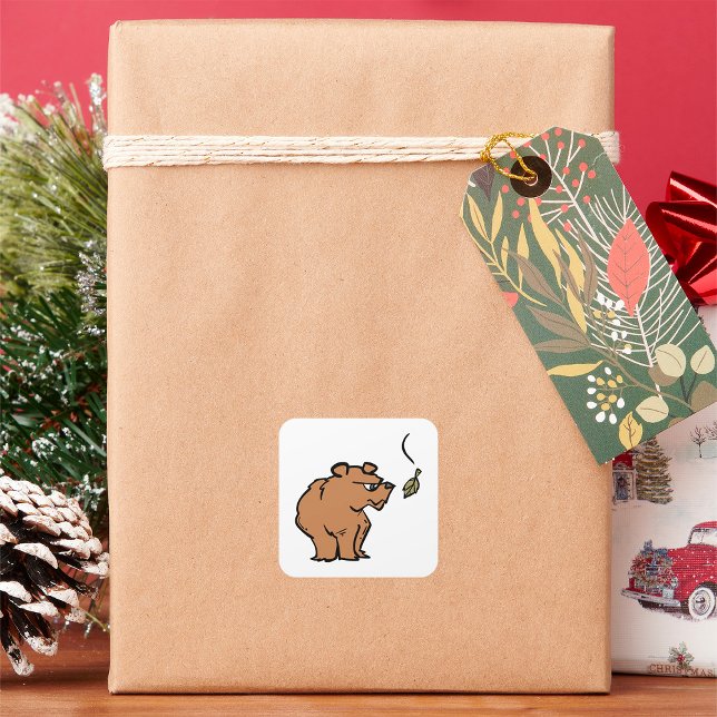 Adesivo Quadrado Urso Castanho com Vida Selvagem Fora de Folha de o (Criador carregado)