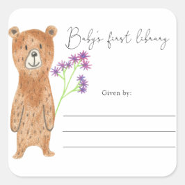 Adesivo Quadrado Urso - Chá de fraldas, livros para bebê