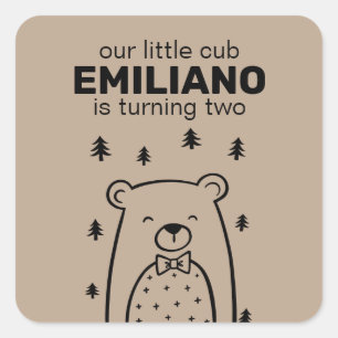 Adesivo Quadrado Urso com empilhadeira de Arco