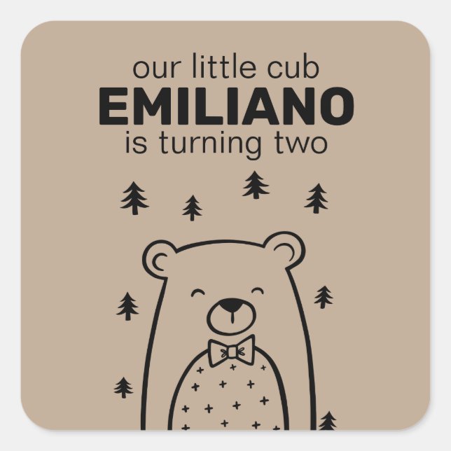 Adesivo Quadrado Urso com empilhadeira de Arco (Frente)