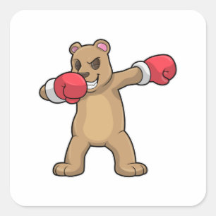 Adesivo Quadrado Urso como Boxer na guia Dança Boxing & Hip Hop