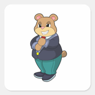 Adesivo Quadrado Urso como Noivo com Terno