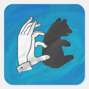 Adesivo Quadrado Urso Cub da sombra no azul
