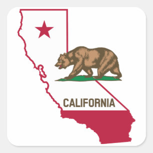Adesivo Quadrado Urso da Bandeira da Califórnia