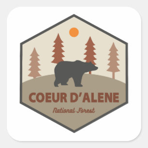 Adesivo Quadrado Urso da Floresta Nacional Coeur D'Alene