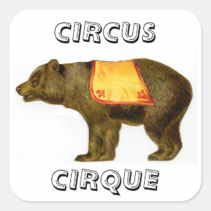 Adesivo Quadrado Urso de espetáculo de circo