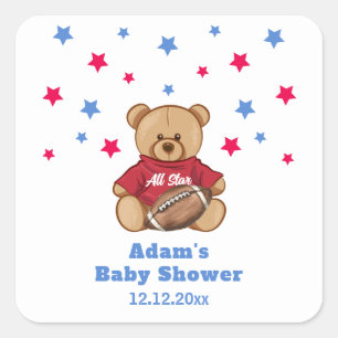 Adesivo Quadrado Urso de pelúcia All Star Futebol Esporte Baby Show