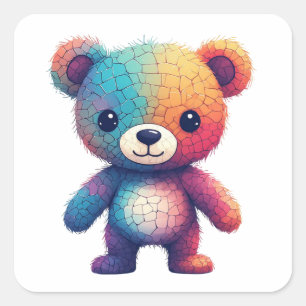 Adesivo Quadrado Urso de pelúcia colorido em mosaico