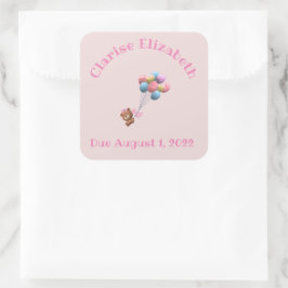 Adesivo Quadrado Urso e Balões Cons Personalizados