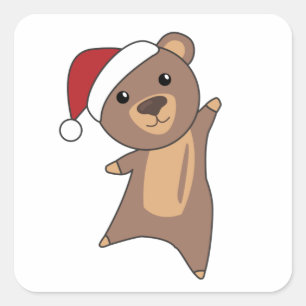 Adesivo Quadrado Urso Feliz Natal Ursos de Inverno