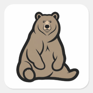 Adesivo Quadrado Urso Força Silenciosa – Ilustração Mínima de Anima