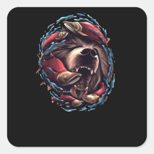 Adesivo Quadrado Urso-grizzly