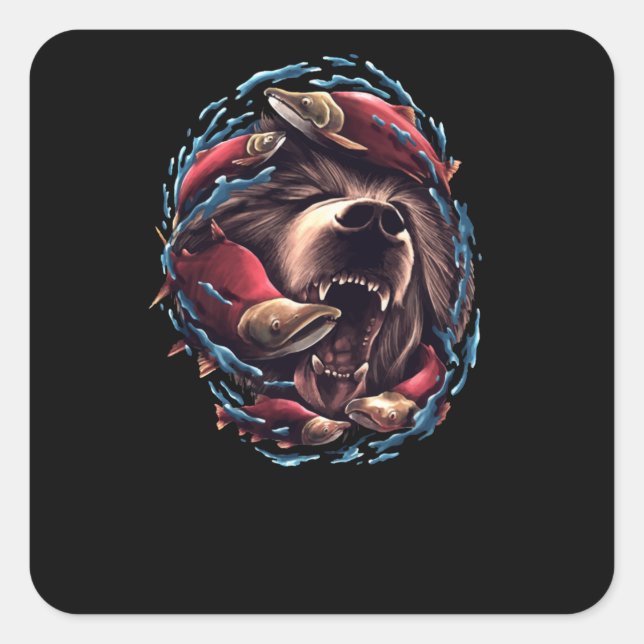 Adesivo Quadrado Urso-grizzly (Frente)