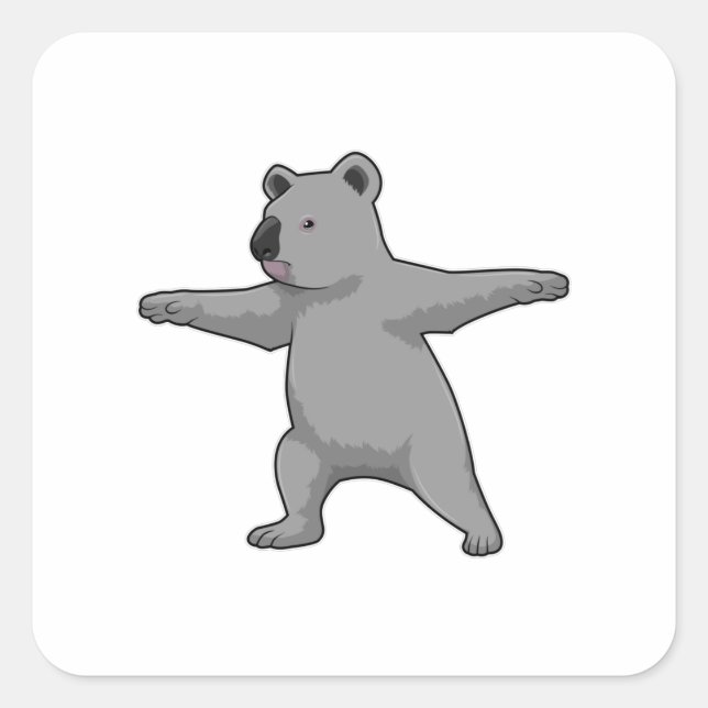 Adesivo Quadrado Urso Koala na Malhação Yoga (Frente)