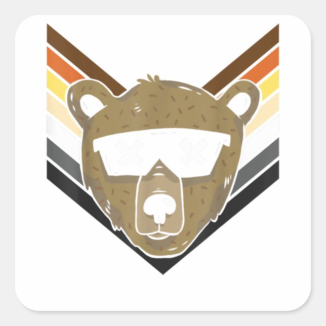 Adesivo Quadrado Urso LGBTQ Durante Orgulho gay - Óculos Sunglass L (Frente)