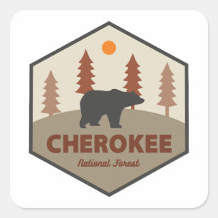 Adesivo Quadrado Urso Nacional da Floresta Nacional Cherokee