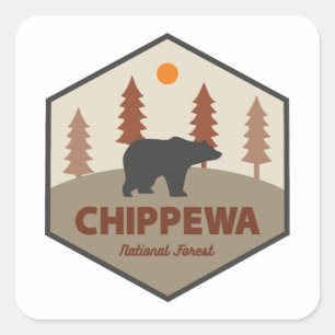 Adesivo Quadrado Urso Nacional da Floresta Nacional de Chippewa