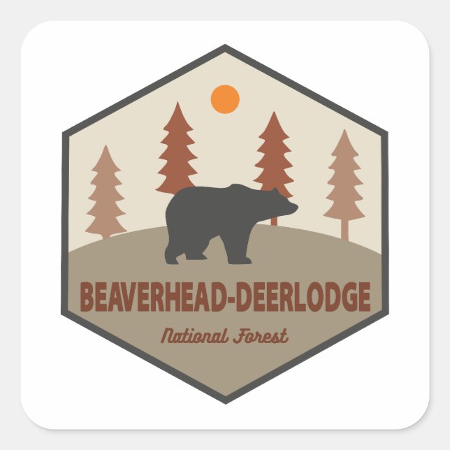 Adesivo Quadrado Urso Nacional Florestal de Beaverhead Deerchet (Frente)