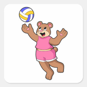 Adesivo Quadrado Urso nos Esportes de Voleibol