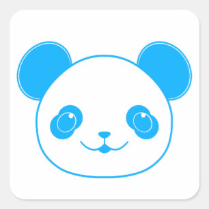 Adesivo Quadrado Urso Panda de Kawaii Azul