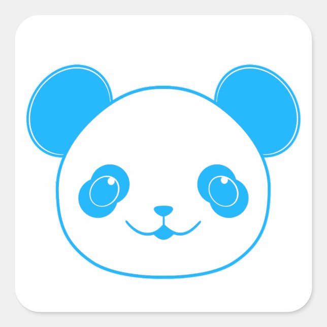 Adesivo Quadrado Urso Panda de Kawaii Azul (Frente)