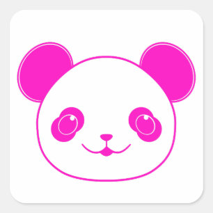 Adesivo Quadrado Urso Panda de Kawaii Rosa