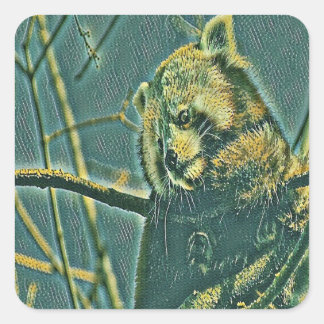 Adesivo Quadrado Urso pendurado na árvore