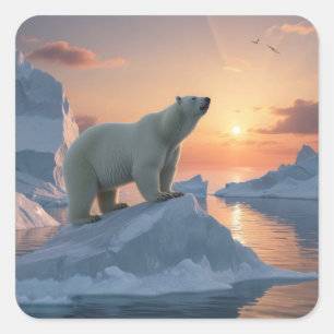 Adesivo Quadrado Urso Polar