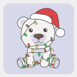 Adesivo Quadrado Urso Polar Animais de inverno Ursos Polares Sq