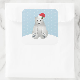 Adesivo Quadrado Urso Polar dos Vinhetas de Natal