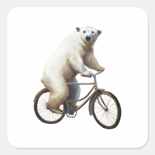 Adesivo Quadrado Urso Polar Na Bicicleta (Frente)