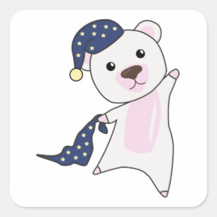 Adesivo Quadrado Urso Polar Urso Urso Urso Sonolento