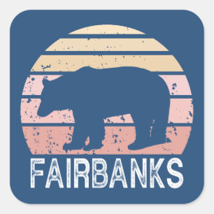 Adesivo Quadrado Urso Retro Fairbanks Alasca