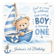 Urso Teddy Náutico Barco Aniversário de 1 ano