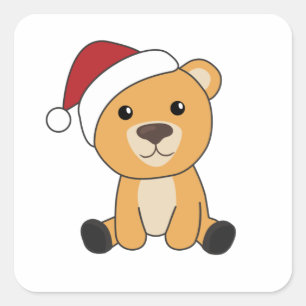 Adesivo Quadrado Ursos Coloridos Brancos Felizes De Natal