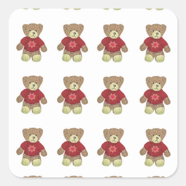 Adesivo Quadrado Ursos de Teddy Plush Toys Stickers (Frente)